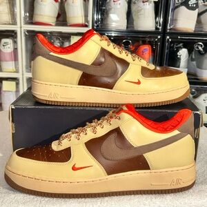 Nike Air Force 1 '07 in the Light British Tan/Cacao Wow HQ3447-222. Original Box